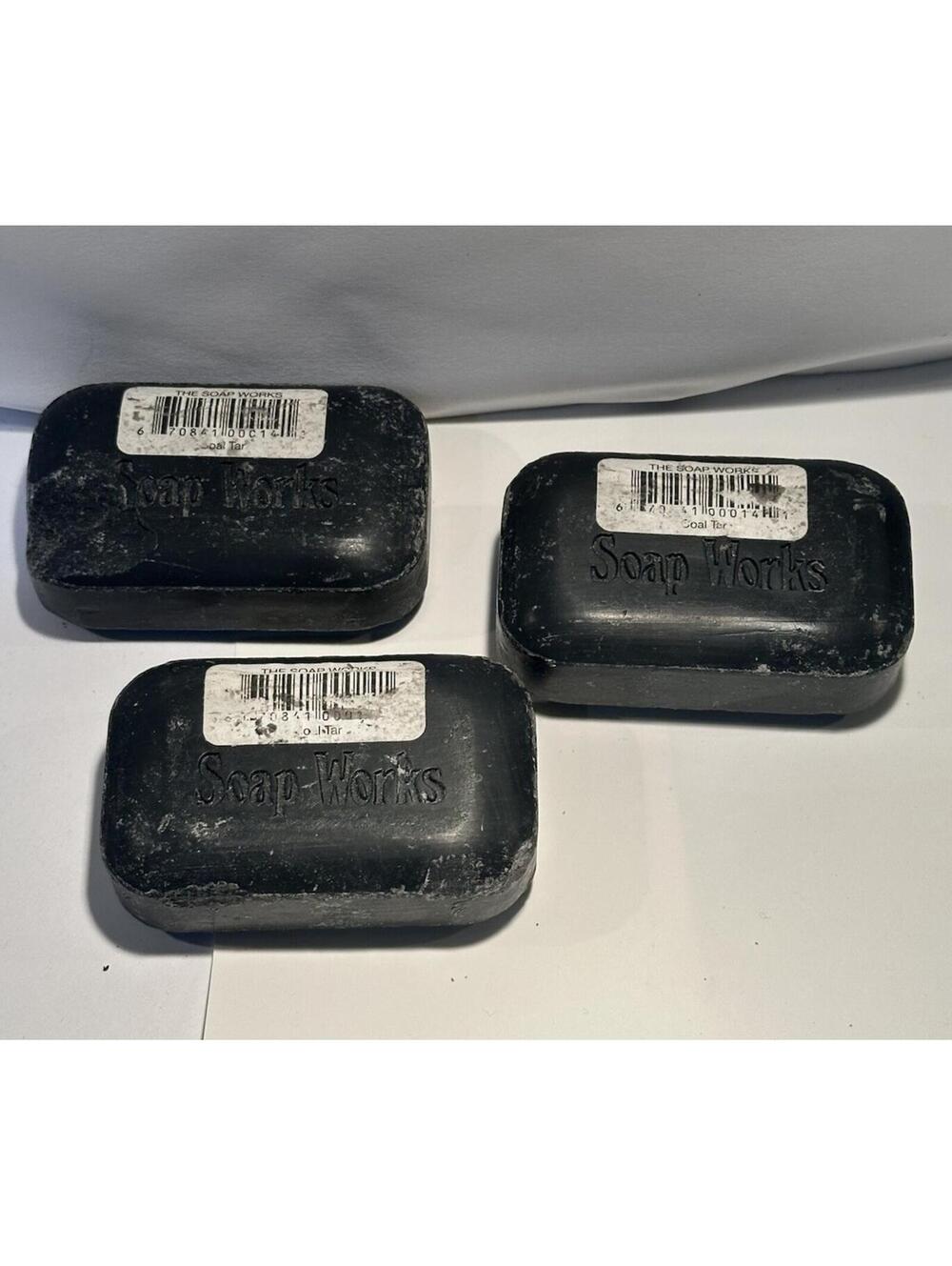 Lot of 3 The Soap Works Coal Tar Bar Soap 110g/3.9oz - Distressed / Chipped Bars